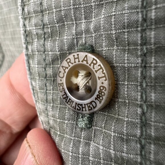 Carhartt Mens Ripstop Short Sleeve Button Up Work Shirt Size XL Green - Picture 6 of 8